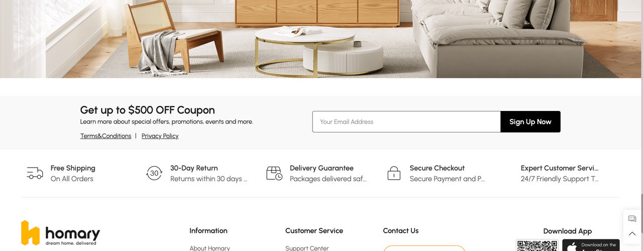 Homary配送指南页面