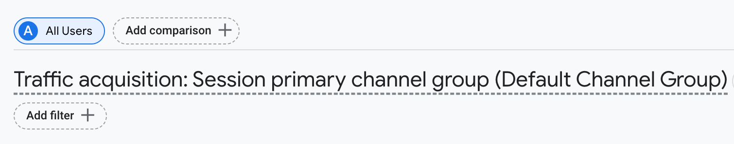GA4流量获取页添加细分对比 GA4流量获取页添加细分对比